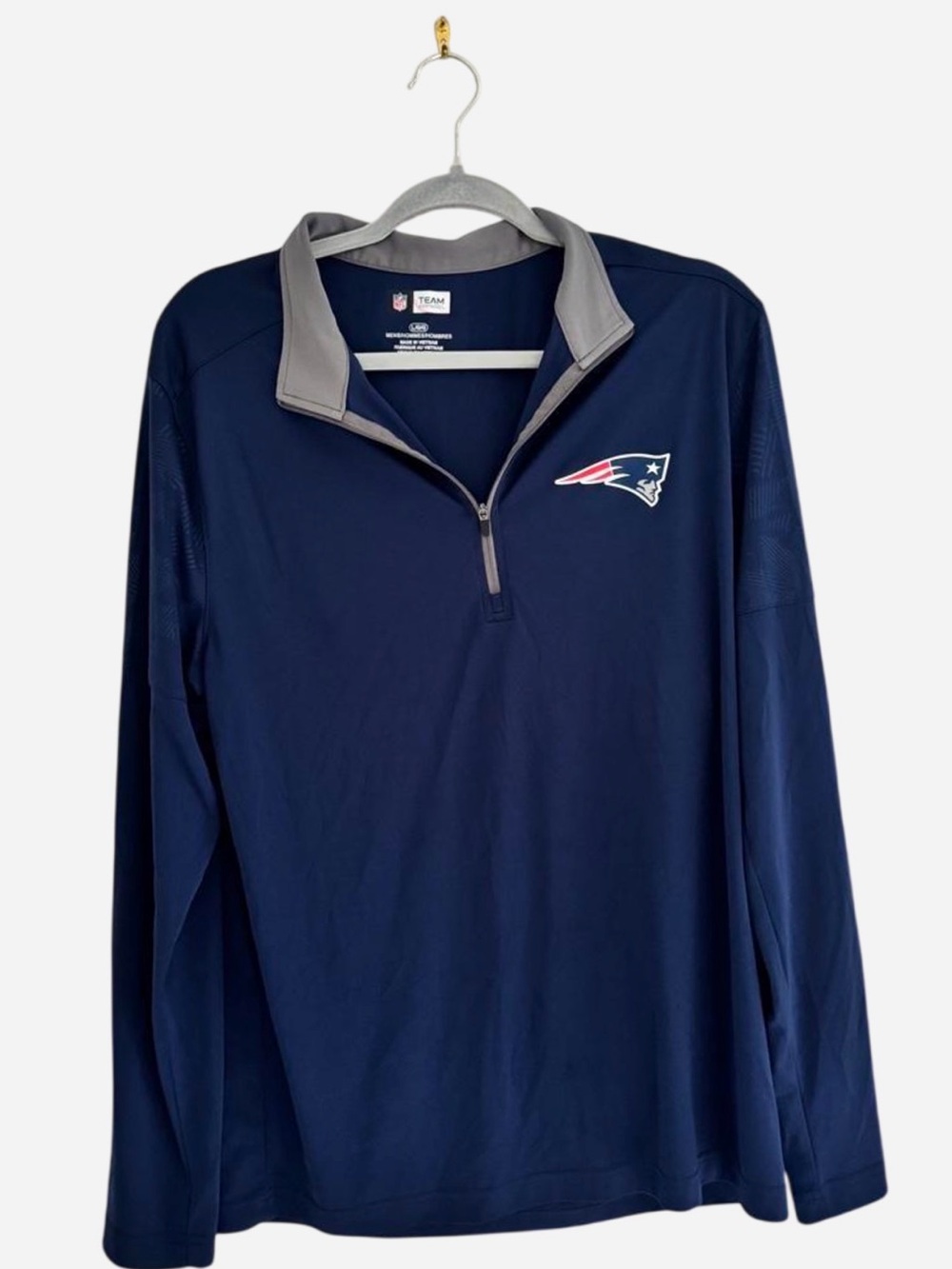 New England Patriots NFL Navy Quarter-Zip Pullover Sweatshirt Men’s Large